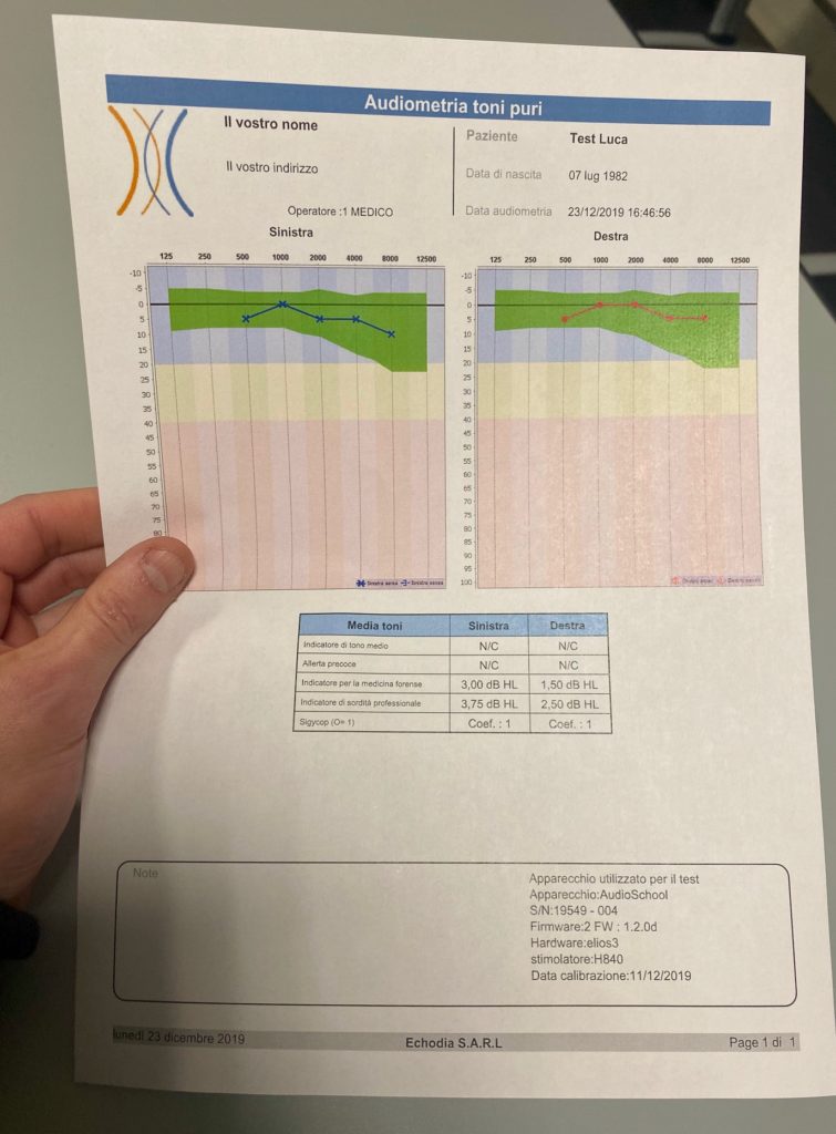 Audiometria stampata di Otowin Lite