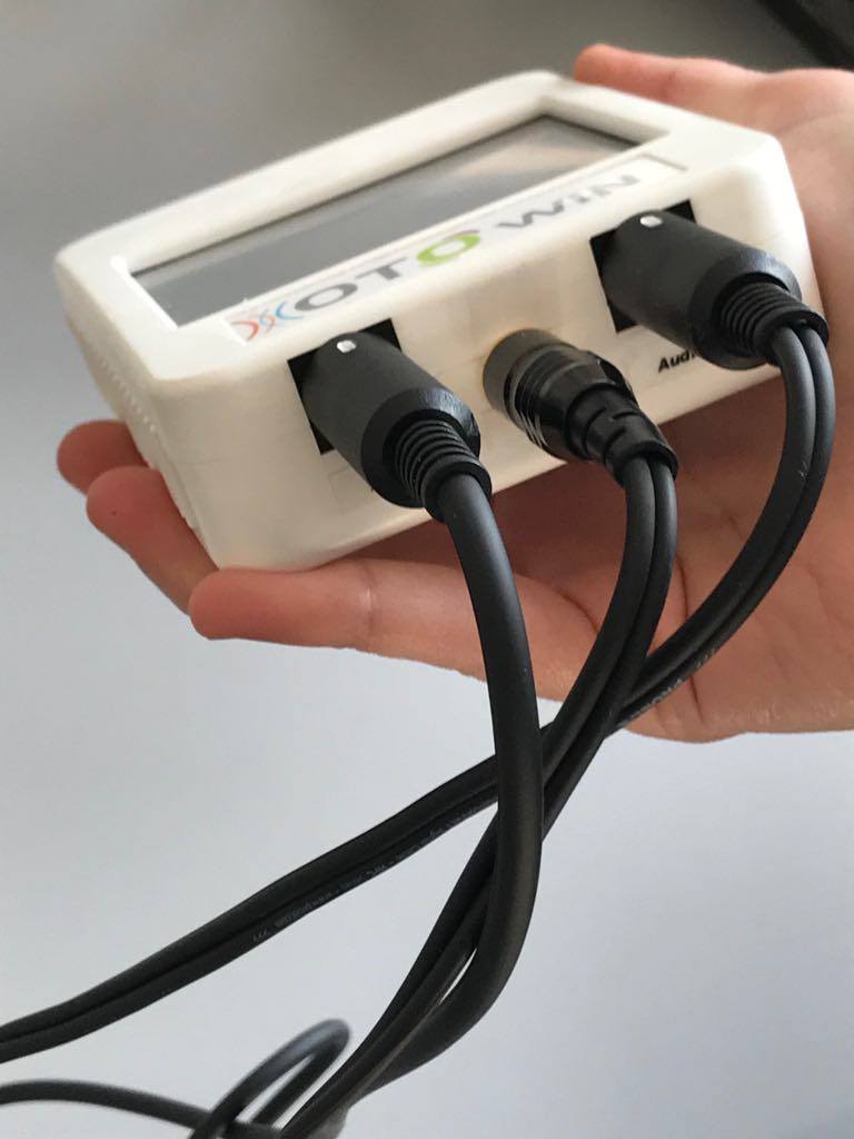 Collegamento cavi audiometro portatile usb per pc e mac otowin 
