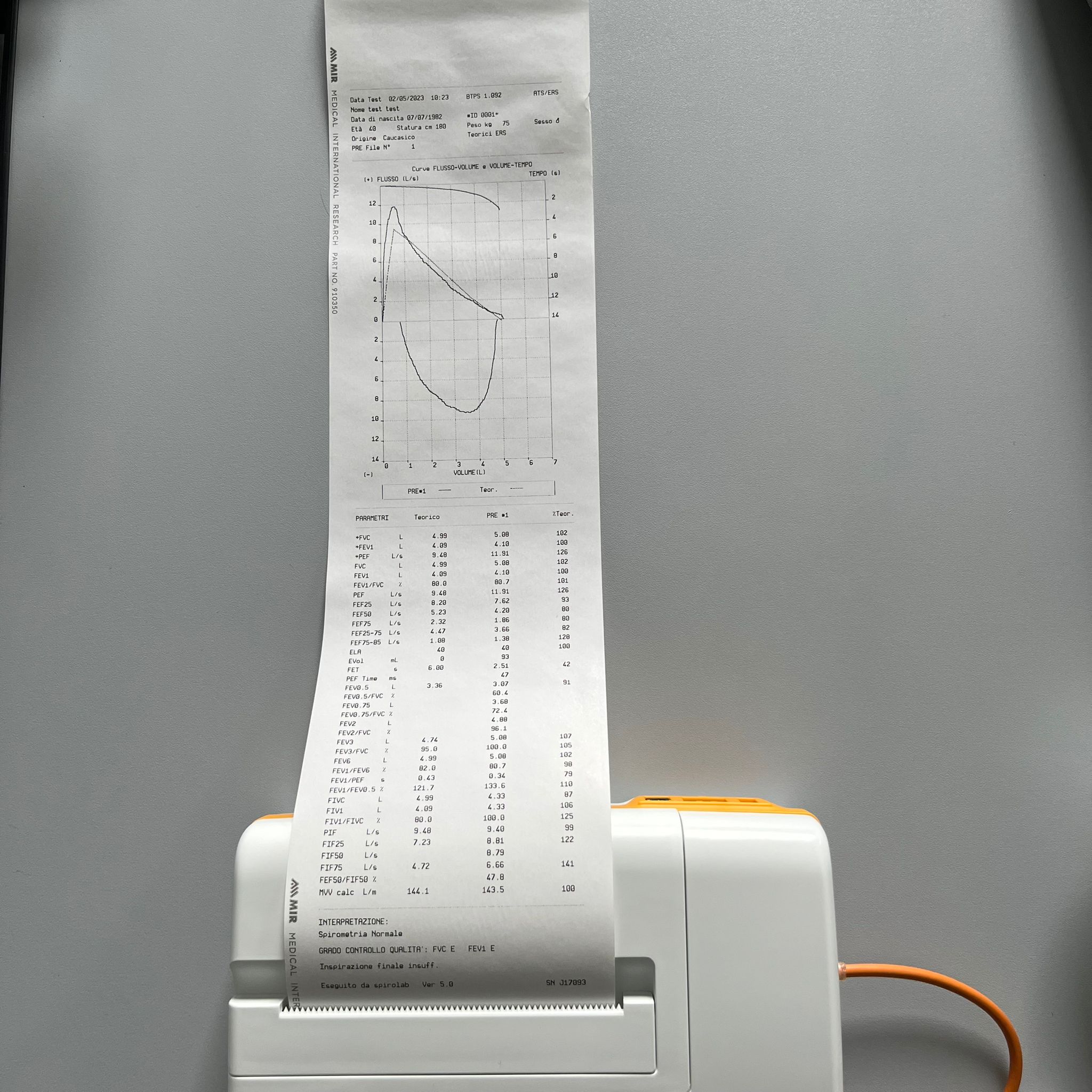 Stampante termica integrata Spirometro Mir Spirolab New