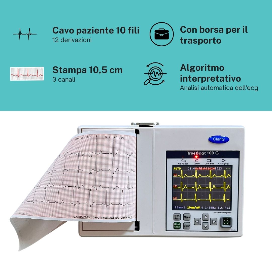 ELETTROCARDIOGRAFO ECG PORTATILE 3-6-12 canali con interpretazione -  CARDIOGIMA 6M